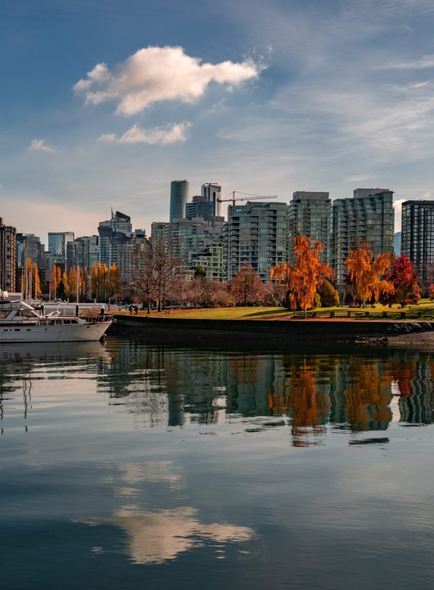 VANCOUVER, CANADA - Nov 13, 2019: A beautiful shot of the boats parked near the Coal Harbour in Vancouver
