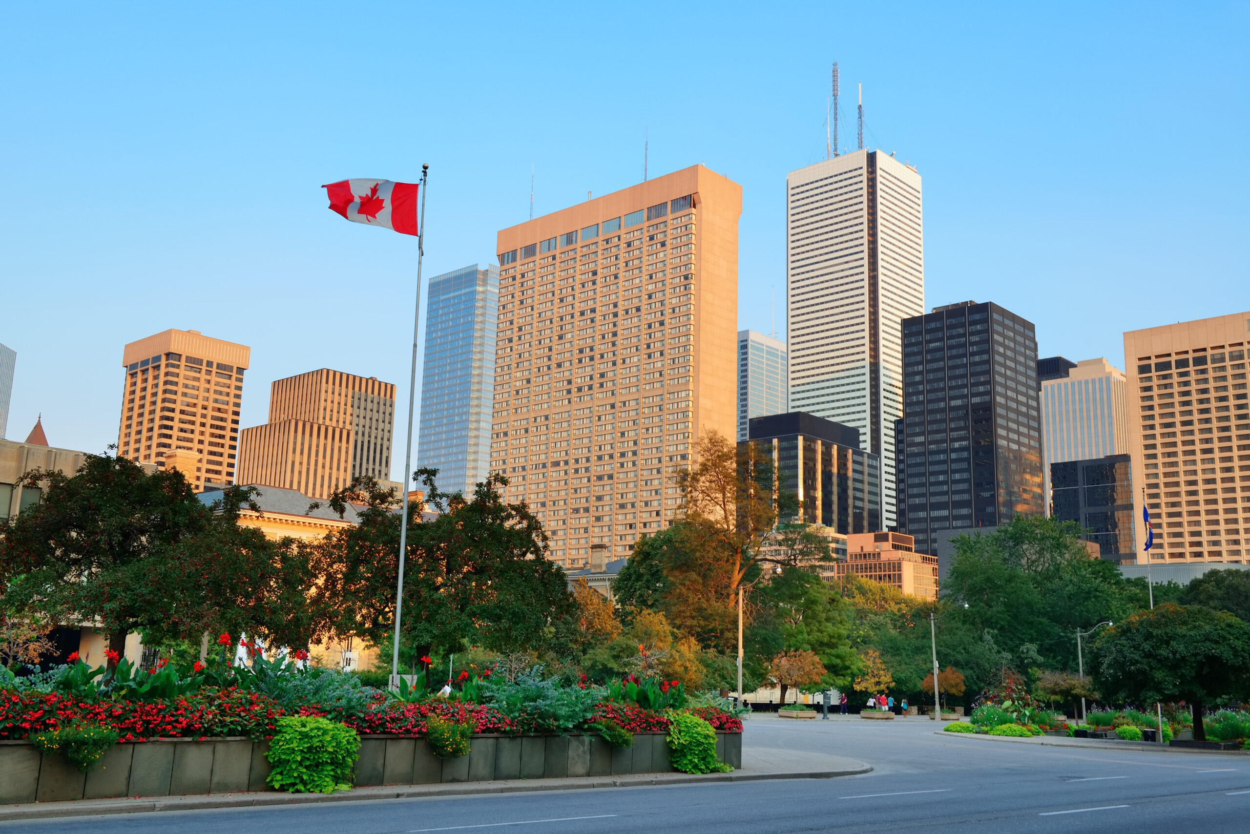 Toronto street view Toronto street view at dusk with urban buildings